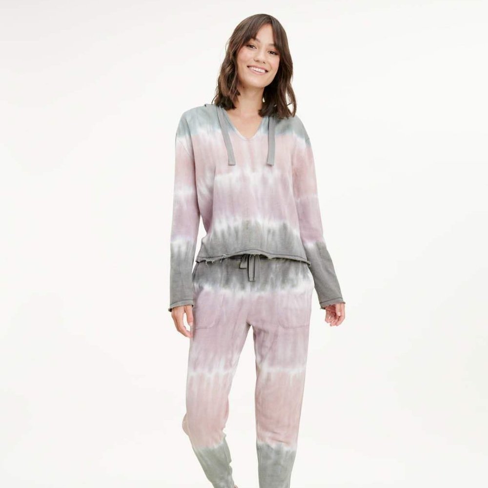 Splendid Beam Tie Dye Terry Pullover Hoodie